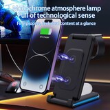 thumbnail of Chargeur Sans Fil Multifonctionnel 5 en 1 Pliable Avec Lumière LED et Double USB Noir YONIS