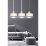 thumbnail of Sospensione Nordica 3 Luci Surya In Acciaio Bianco E Legno