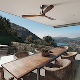 thumbnail of Nati, madera natural ,especial exteriores,protección a la humedad IP44, motor DC bajo consumo, 6vel, mando a distancia,invierno-verano.