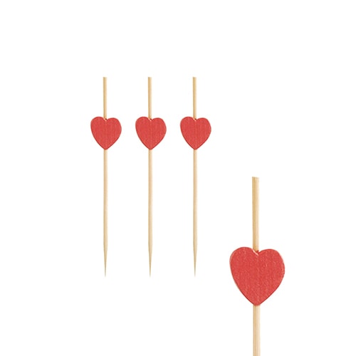 Papstar Fingerfood - Spieße 7 cm rot "Heart", 15 x 40 Stück