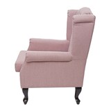 thumbnail of Poltrona stile vittoriano Chesterfield tessuto ~ rosa senza poggiapiedi