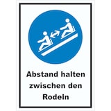 thumbnail of Abstand halten zwischen den Rodeln Schild A3 (297x420mm)
