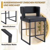 thumbnail of Barhocker Set 2er Schwarz 91x50x41 cm mit PU Bezug und Metallgestell, gepolsterter quadratischer Sitz, nordisches Design
