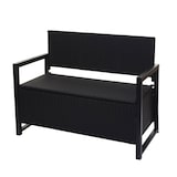 thumbnail of Décoshop26 - Banco de jardín de 2 plazas en polirratán antracita con compartimento de almacenaje y cojín de asiento gris 04_0004189