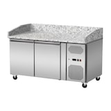 thumbnail of Mesa de refrigeración para pizza, granito rosa-gris, 2 puertas, 151 x 80 cm