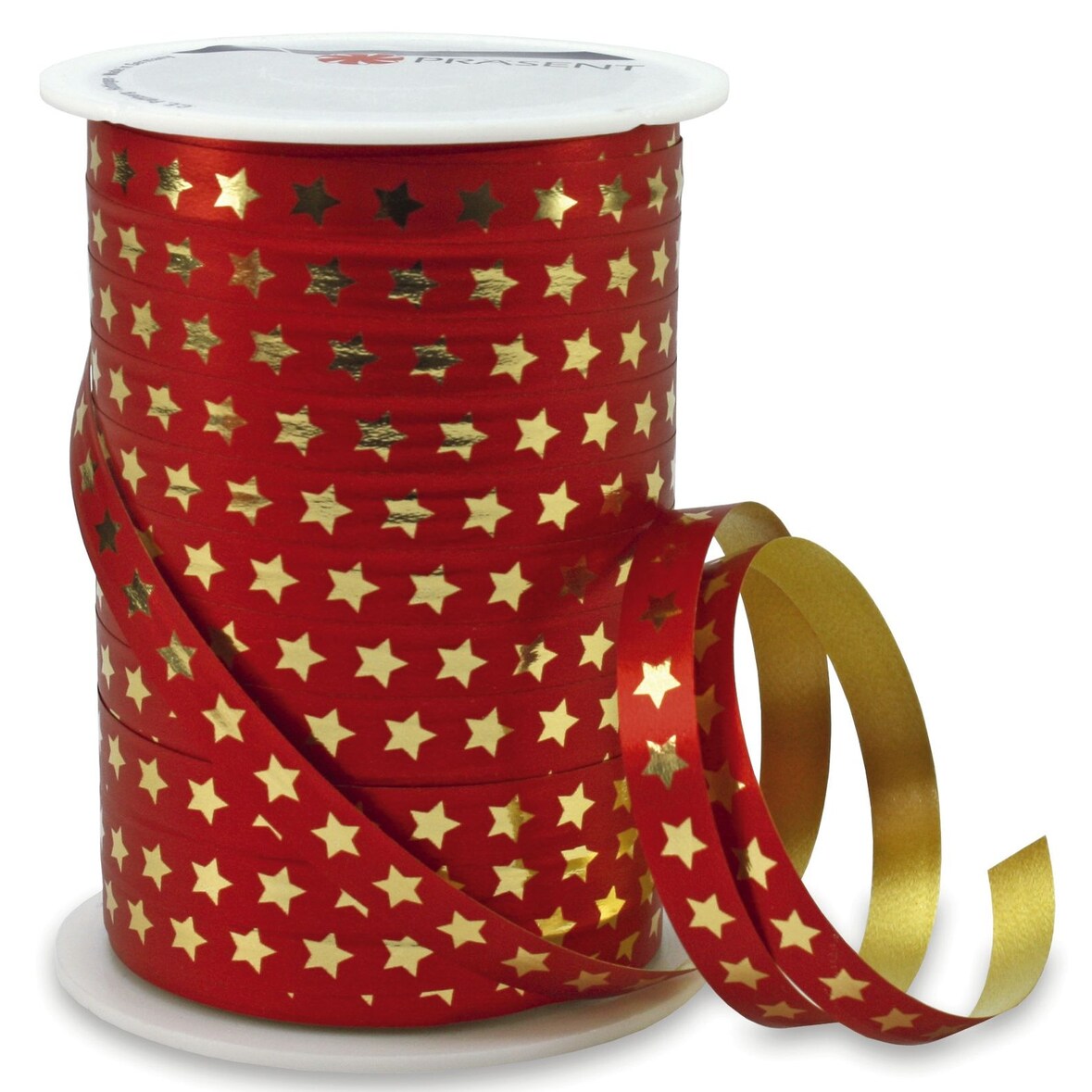 PRÄSENT 704 9-709 Ringelband Stern - 10 mm x 100 m, rot