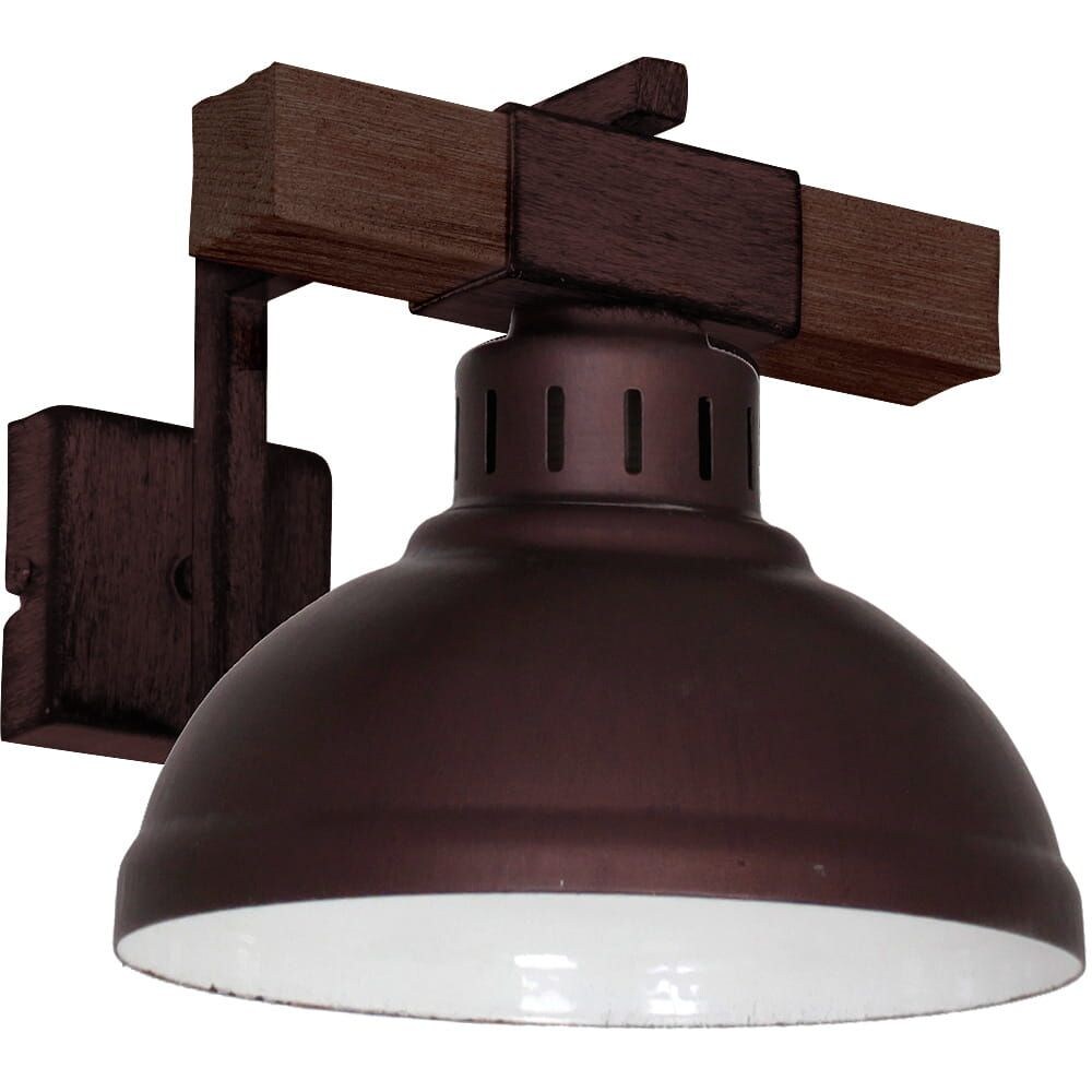Licht-Erlebnisse Geschmackvolle Wandlampe in Burgund Holzfarben Holz Metall E27 230V Vintage Wandleuchte Schlafzimmer Flur Wohnzimmer, LU9051