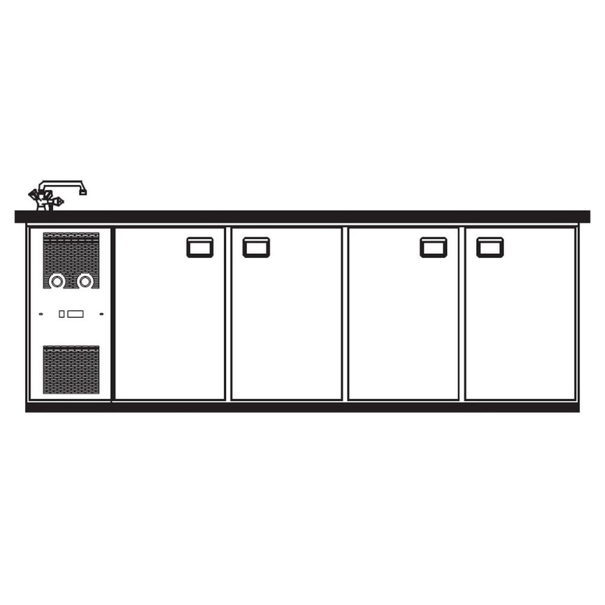 KBS Getränketheke mit 1 Becken links 2600x688x920 mm Umluftkühlung 230 Volt