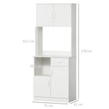 thumbnail of HOMCOM Alacena de Cocina Mueble Auxiliar Buffet para Microondas con 3 Armarios de Puertas Balda Ajustable Cajón y Estante Abierto 71x41x178 cm Blanco