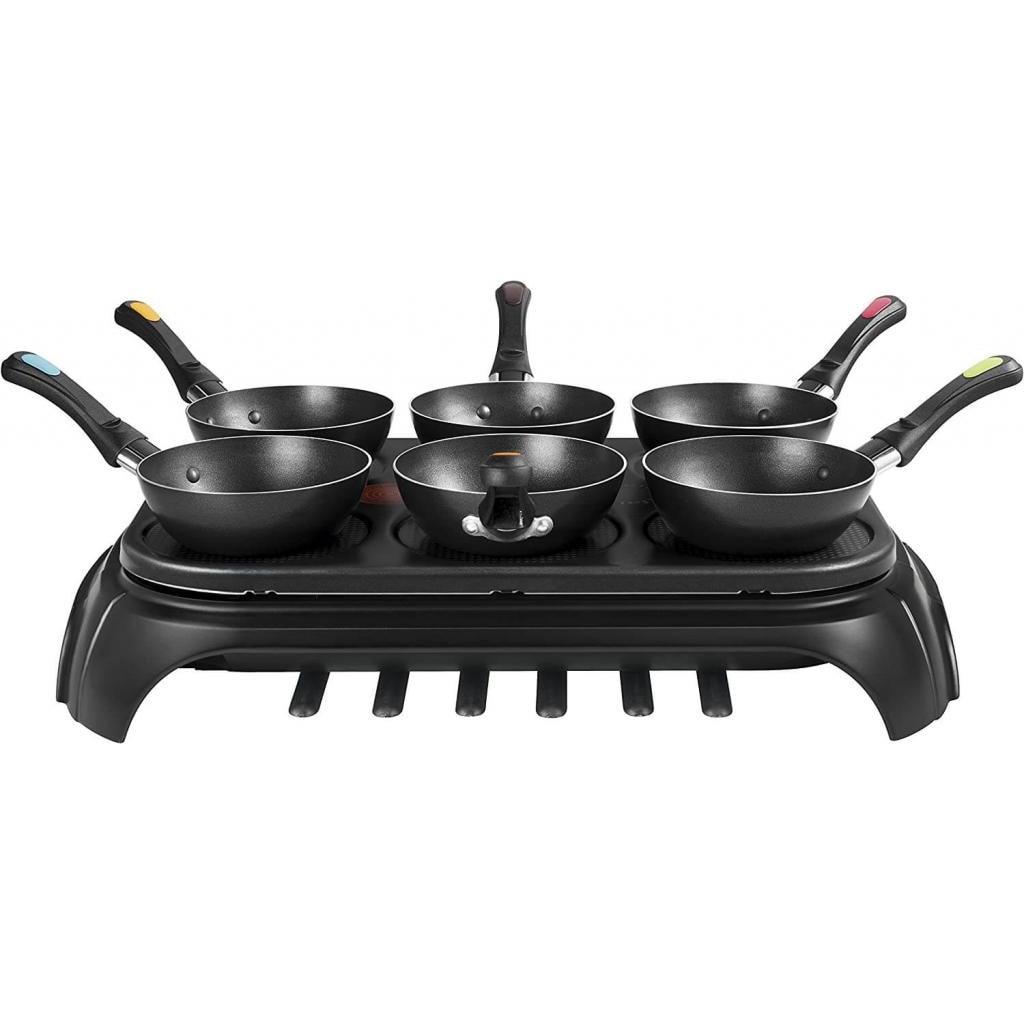 Tefal Wokparty Duo PY582813 Tischgrill mit kleinen Pfannen Gourmets & Woks 1000 W schwarz Edelstahl