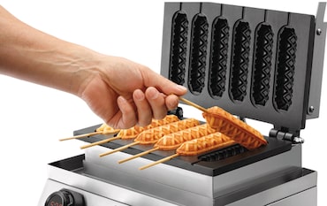 Gaufrier à épi Professionnel 4 Gaufres - Puissance 1,75 KW, Moules Profonds 30 Mm, Pour Street Food Et Cafés - 12