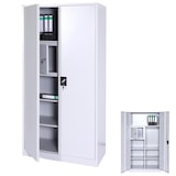 thumbnail of Dossierkast HWC-L60, stalen kast, multifunctionele kast, afsluitbare kledingroede, metaal 185x90x45cm, grijs