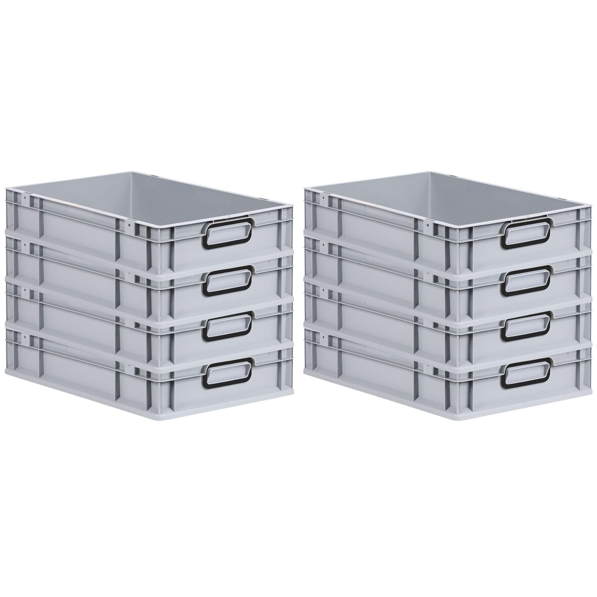 PROREGAL SuperSparSet 8x Eurobox NextGen Color, HxBxT 12x40x60cm, 23 Liter, Griffe schwarz zu, Grau, Eurobehälter, Transportbehälter
