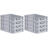 thumbnail of PROREGAL SuperSparSet 8x Eurobox NextGen Color, HxBxT 12x40x60cm, 23 Liter, Griffe schwarz zu, Grau, Eurobehälter, Transportbehälter