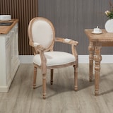 thumbnail of HOMCOM Sedia da Pranzo Imbottita con Braccioli Legno e Tessuto Crema