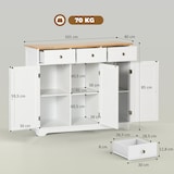 thumbnail of Aparador de Cocina con 3 Cajones 3 Puertas y Estantes Ajustables Mueble Auxiliar de Almacenaje para Comedor Salón Moderno Antivuelco 101x40x85 cm