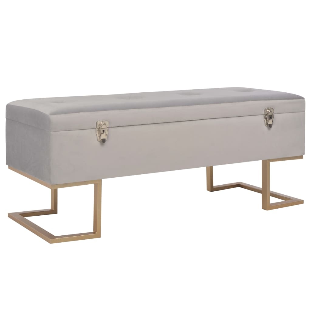 Helloshop26 - Bank mit Staufach 105 cm grauer Samt 02_0010879