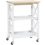 thumbnail of Carro de Cocina Plegable Carrito de Servicio con Ruedas con Estantes de 2 Niveles 60x40x84 cm
