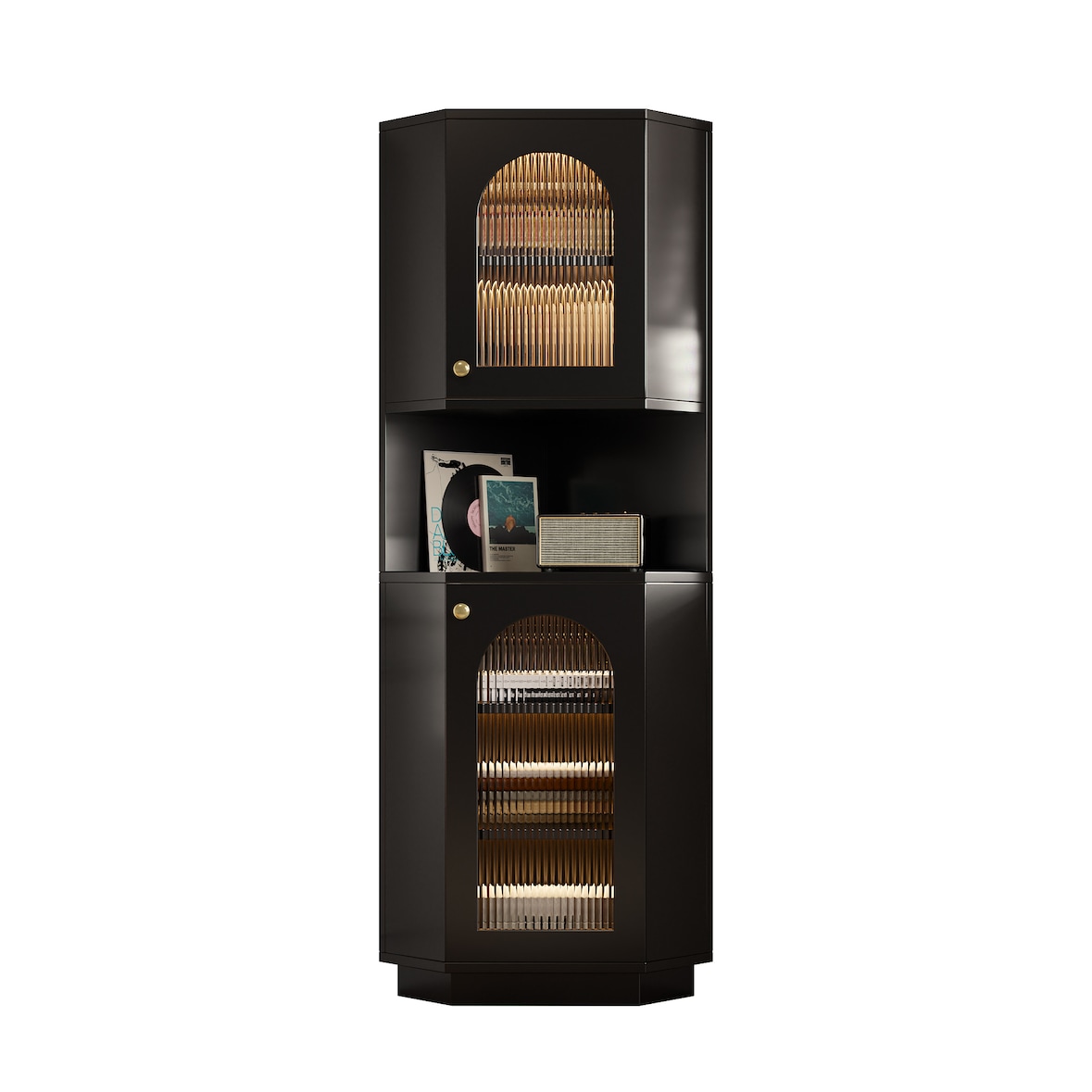 Merax colonne d'angle LED 166.5 cm, niche ouverte et étagères réglables, noir