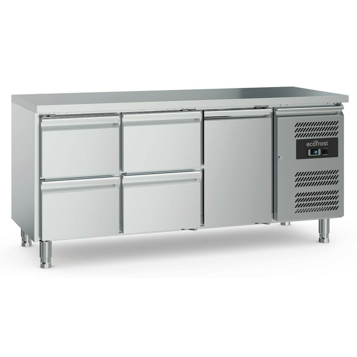 Ecofrost Koelwerkbank | 417L | 1 Deur + 4 Laden (1/1 GN) | +2°C/+8°C | Geforceerd | 1795x700x850(h)mm