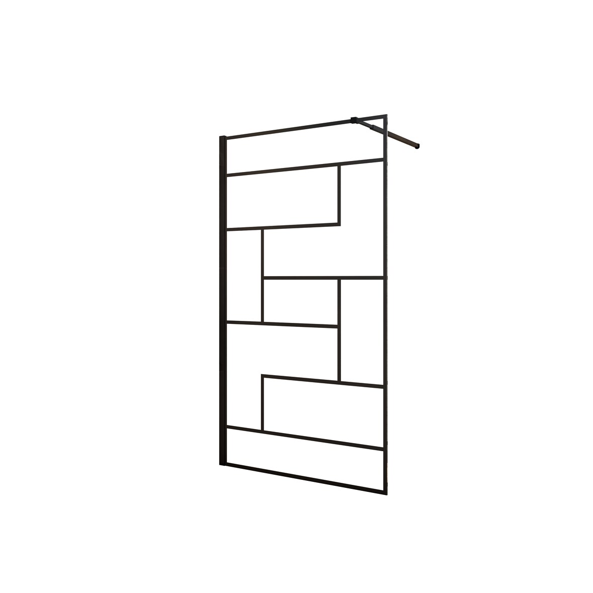 AICA Walkin Mampara Panel de ducha serigrafiada de línea negra Vidrio Templado de 8mm Antical con Barra 73-120cm Perfil Negro Mate (108-110)x200cm