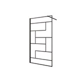 thumbnail of AICA Walkin Mampara Panel de ducha serigrafiada de línea negra Vidrio Templado de 8mm Antical con Barra 73-120cm Perfil Negro Mate (108-110)x200cm