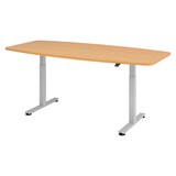 thumbnail of bümö elektrisch höhenverstellbarer Konferenztisch in Buche 220x103 cm, Gestell: Silber - Besprechungstisch rund-oval, großer elektrischer Meeting