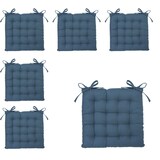 thumbnail of Lot de 6 Galettes de chaise en Coton Bleu canard  38 x 38 cm