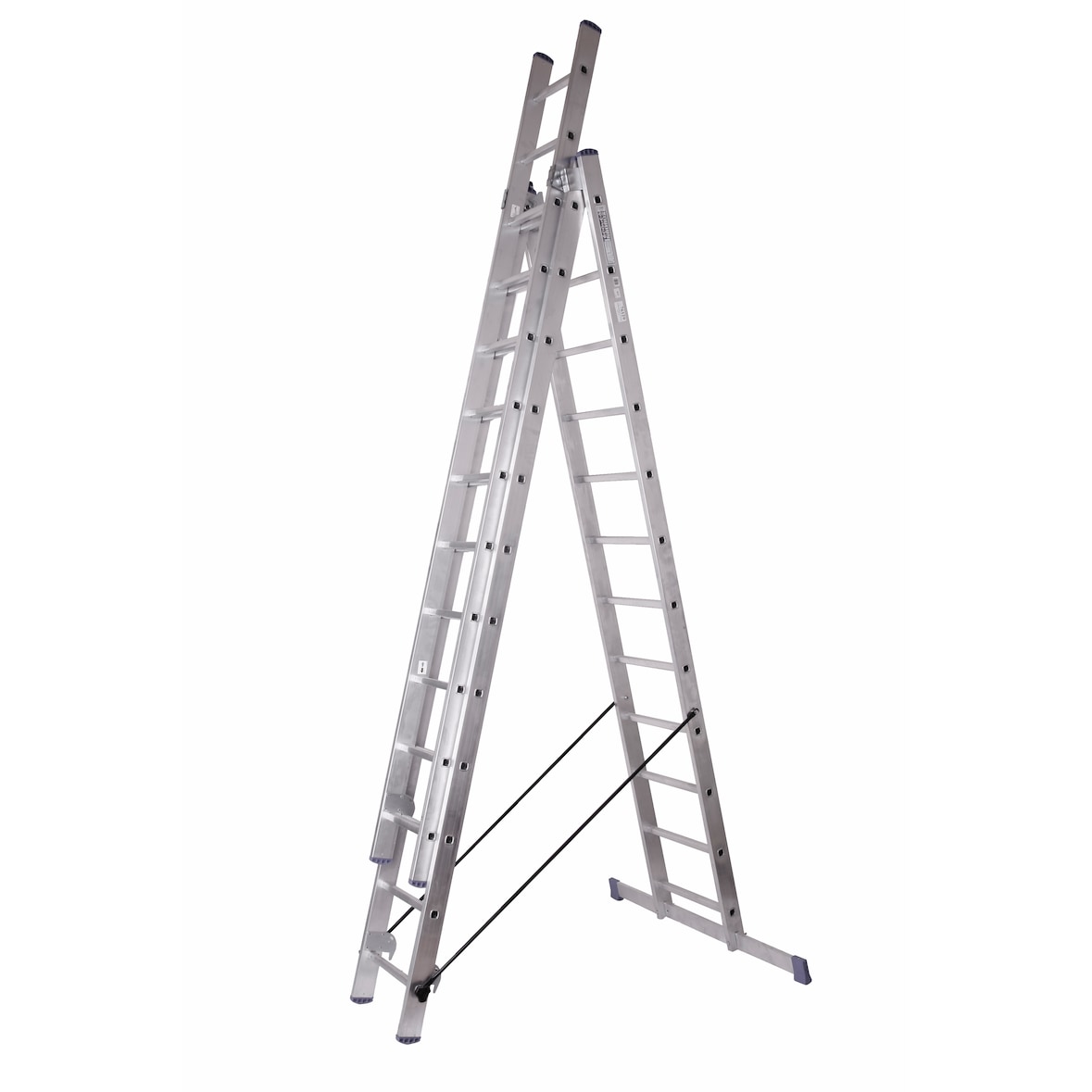 Schiebeleiter 3x12 Stufen Länge 7,4m 332x48cm ALU SZAGATO Stufenleiter Stehleiter ausziehbar Mehrzweckleiter Standleiter Schiebeleiter Stehleiter