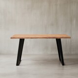 thumbnail of Schreibtisch Massiv Baumkante Industrial | 160x80cm Akazienholz | Goldbraun-Schwarz | Handarbeit & U-Metallgestell | Atoll Kollektion | Kadima Design