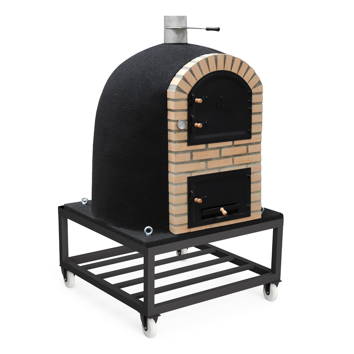 MF - Forno a Legna da Esterno in Muratura Modello CALDERA BANDAMA (Nero - 130 x 130 x 206 cm) – Isolato con Sughero e 3 Coperte in Ceramica