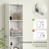 thumbnail of Badezimmerschrank Hochschrank Weiß 35x31x179 cm schmal mit Schublade Tür offenen Fächern verstellbarem Regal Kippschutz melaminbeschichtet