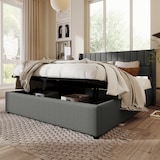 thumbnail of Merax Doppelbett 140x200 Polsterbett aus Leinen mit Lattenrost & Hydraulische Stauraum Grau