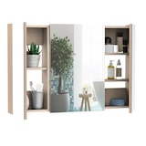 thumbnail of kleankin Armario de Baño con Espejo Mueble Espejo para Baño con 3 Puertas y Estantes Ajustables para Aseo Dormitorio Estilo Moderno 90x60x13,5cm Roble