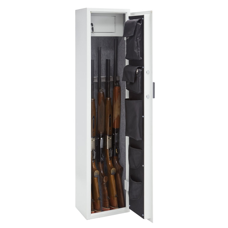 ARREGUI Golden ARM054 Armero de Acero para 5 Escopetas, Cajón, Bolsillos, Tapizado Interior, Caja Fuerte para Armas, ESPAÑA, PORTUGA: no homologado