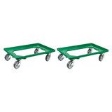 thumbnail of PROREGAL Transportroller Kistenroller Logistikroller mit Gummiräder grün | HxBxT 15x60,7x40,7cm | Offen | 2 Lenkrollen & 2 Bockrollen | 2 Stück