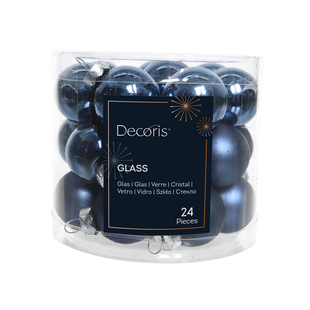 24 Weihnachtskugeln 25mm Glas mini Christbaumkugeln Spiegelbeeren 3cm dunkelblau