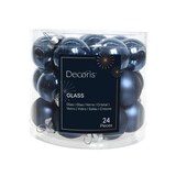 thumbnail of 24 Weihnachtskugeln 25mm Glas mini Christbaumkugeln Spiegelbeeren 3cm dunkelblau