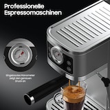 thumbnail of Siebträgermaschine Espressomaschine Edelstahl, Kaffeemaschine für Cappuccinoo, Manometer, Milchaufschäumer, 20-Bar Pumpe, Touchscreen, 1350W, 1.3L