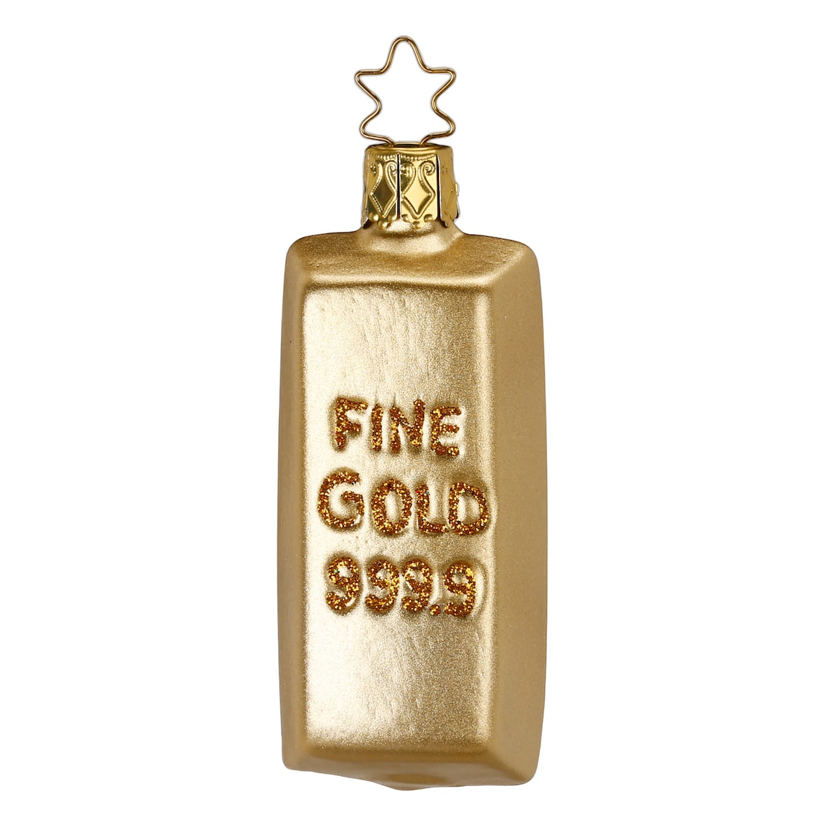 Christbaumschmuck Goldbarren 12,5cm Glas Anhänger Figuren handgefertigt Glitzer