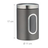 thumbnail of Relaxdays Vorratsdose, mit Deckel & Sichtfenster, 1,4 L, für Kaffee, Mehl, Pasta, Aufbewahrungsdose Küche, Metall, grau