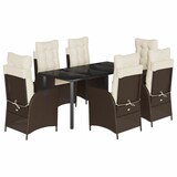 thumbnail of vidaXL 7-tlg. Garten-Essgruppe mit Kissen Braun Poly Rattan