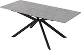 thumbnail of Erweiterbarer Esstisch MDF Schwarz/Grau mit Zementmuster 150/180x70x76 cm, Kreuzbein-Gestell