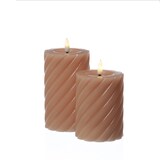 thumbnail of LED Kerze Twist Echtwachs gedreht flackernd H: 12,5cm Timer altrosa