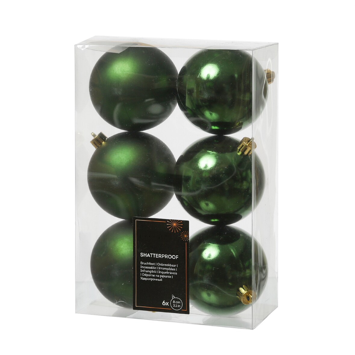 Weihnachtskugeln bruchfest 8cm Christbaumkugeln glänzend matt grün 6St