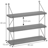 thumbnail of Estante de pared HWC-K78, estante colgante estante flotante, 3 estantes metal madera maciza industrial 40x40x13cm ~ marrón oscuro