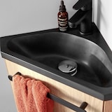 thumbnail of Ensemble lave-mains d'angle suspendu SKINO avec robinet noir