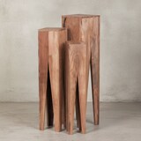 thumbnail of Beistelltisch-Set mit 3 Giraffenbeinen: Massivholz, rustikales Ambiente, handgefertigt. Beige, 25x25x100 cm | Kadima Design