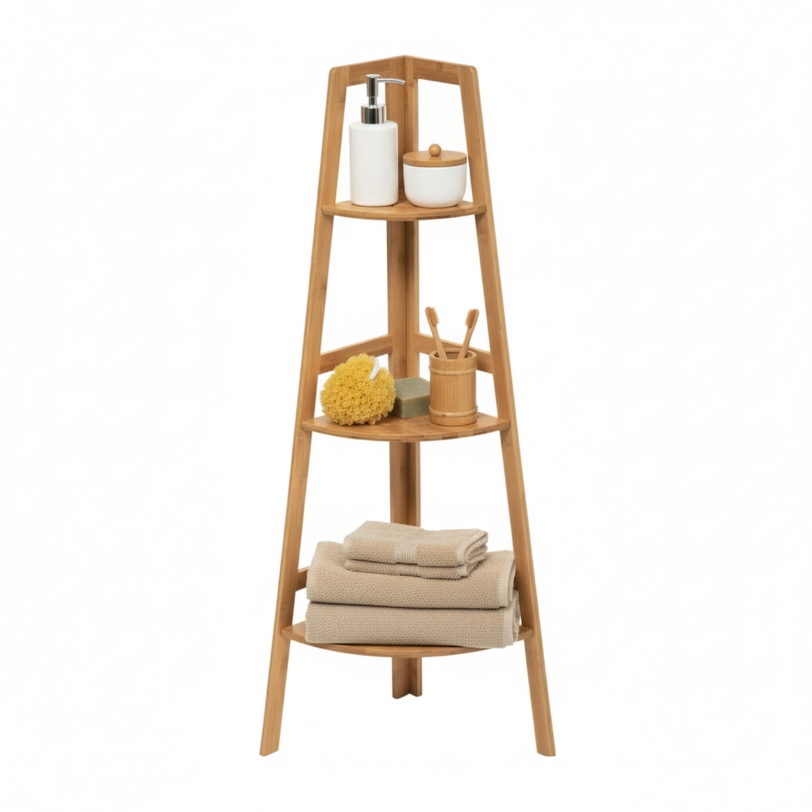 Estante de canto em bambu com 3 níveis Canoply 103x31.9x31.9cm Natural 7house