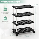thumbnail of COSTWAY 4 Tier Rolling Cart Recess Shelf com rodas e ganchos laterais, carrinho de utilidade, carrinho de cozinha
